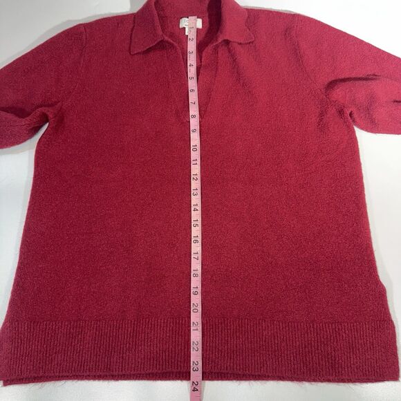 J. Crew Sweater Polo Collared Extra Soft Yarn Pullover Burgundy Women Medium - Picture 6 of 10